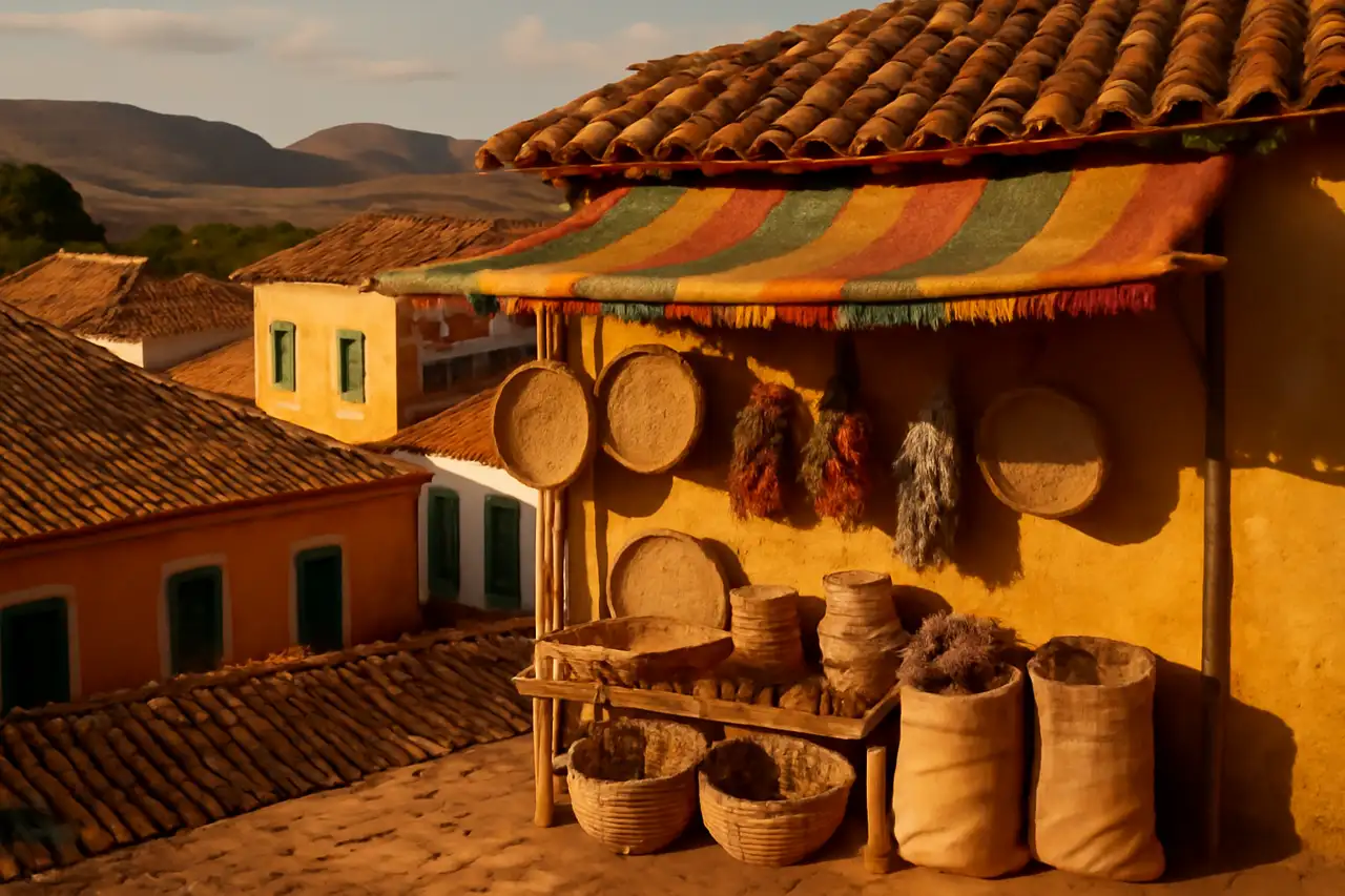 Paisagem ensolarada de uma pequena cidade do Nordeste do Brasil